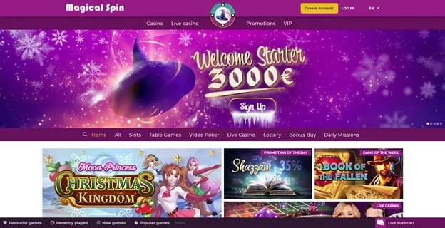 Magical Spin casino lobby on desktop